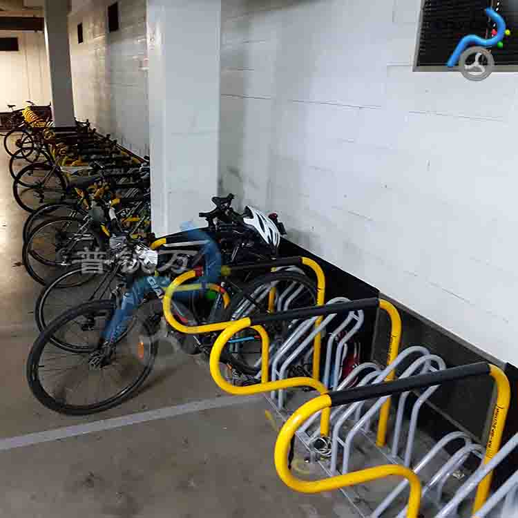 高低錯(cuò)開自行車停車架  帶鎖車桿自行車停車架